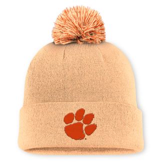 Nike Clemson Primetime Campus Toned Nike Mens College Cuffed Pom Beanie in Orange | NC1679ACLN-UE8