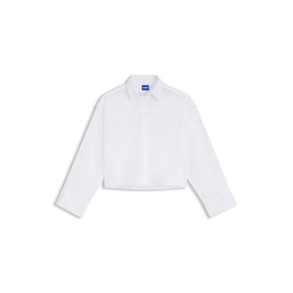 HUGO BOSS Oversized pinstriped cotton shirt with open-cut hem