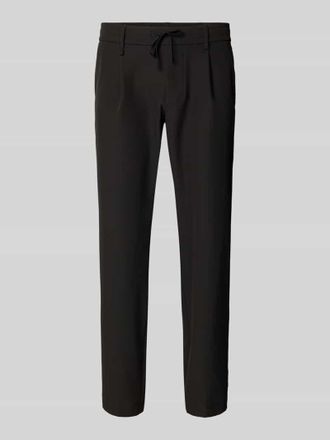 HUGO BOSS Relaxed Fit Bundfaltenhose mit elastischem Bund in Black, Gr&ouml;&szlig;e 50