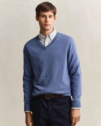 GANT Mens Classic Jumper in Light Blue Cotton - Size X-Large