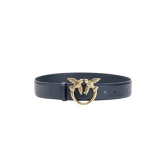 Pinko Love Birds hoge leren riem 4cm - unisex - Riemen - Blauw - XS - Leer - Accessoires