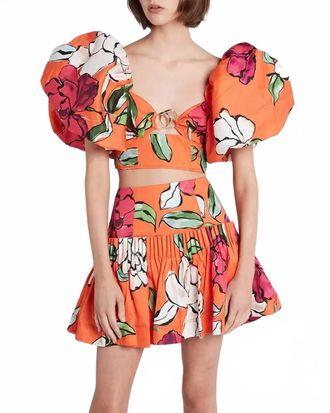 Aje Marcel Puff Sleeve Top In Orange