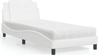 vidaXL Cama Con Colch&oacute;n Cuero Sint&eacute;tico Blanco 80x200 Cm Vidaxl