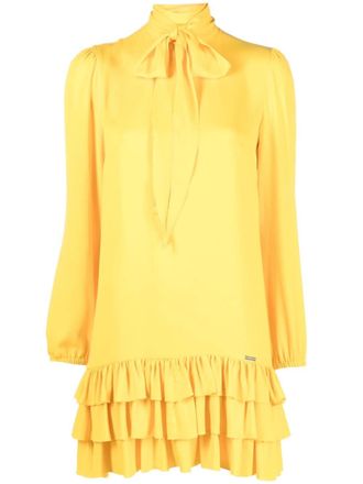 Dsquared2 pussy-bow ruffle-trim minidress - women - Polyester/Silk/Acetate - 38 - Yellow