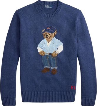 Ralph Lauren Polo Bear Sweater - Heren - Ronde hals truien - Blauw - XL - Katoen - Truien & Vesten