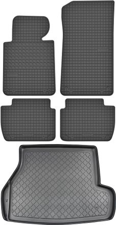 OEM Bmw Serie 3 E46 Familiar De 1998-2005, Juego - Alfombrillas De Goma Para Coche + Alfombrilla Para Maletero