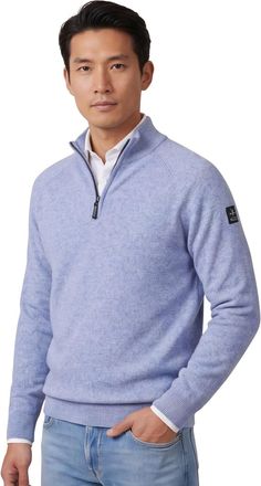 N-Z-A- NEW ZEALAND AUCKLAND trui New Zealand blauw half zip gemeleerd normale fit