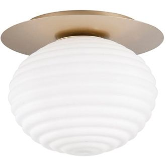 Luce-Ambiente-Design Luce Ambiente E Design - Plafoniera ripple in metallo oro con diffusore in vetro 35 cm