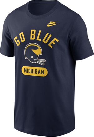 Nike Michigan Legacy Arch Helmet Nike Mens College T-Shirt in Blue | N19941SMWV-FMQ