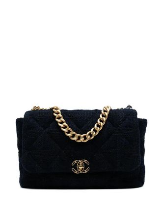 Chanel 2019 Maxi Tweed 19 Flap satchel - Zwart