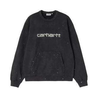 Carhartt Work in Progress Carhartt Wip, Sweatshirts, male, Black, Size: S Logo Cotton Sweatshirt