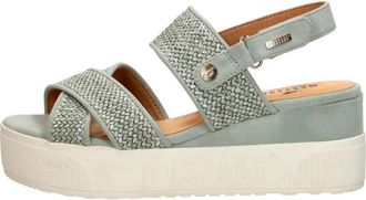 Mustang Sandalen Plat - Dames - Sleehakken - Groen - 37 EU - Schoenen
