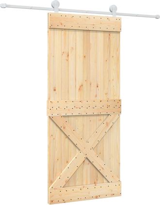 vidaXL Puerta Corredera Natural Y Blanco 90 X 210 Cm Vidaxl