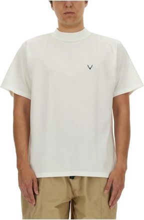 South2 West8 S/S Mock Neck Tee - Poly Pique - Heren - T-shirts - Wit - L - Polyester - Tops