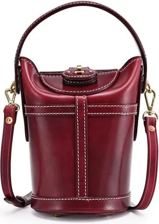 OLD TREND Begonia Genuine Leather Vintage Bucket Crossbody in Maroon at Nordstrom