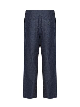 Prada Mens Straight-Leg Jeans Blue Cotton