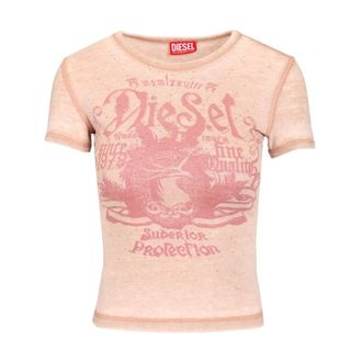 Diesel T-Shirts, female, Pink, Size: XS T-Uncuties-Long-AA3