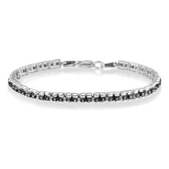 House of Brilliance Black Rhodium over Silver 1.0 Cttw Rose Cut Diamond Double-Link Tennis Bracelet in White at Nordstrom