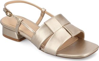 Journee Collection Tabatha Block Heel Sandal in Champagne at Nordstrom Rack, Size 7.5
