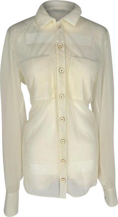 Jil Sander Longsleeve Blouse in Ecru Polyamide
