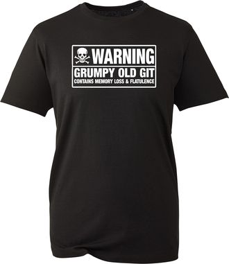 Generic Warning Grumpy Old Git T-Shirt, Funny Joke Birthday Dad Grandad Unisex Kids Adults Top (Black, XL)