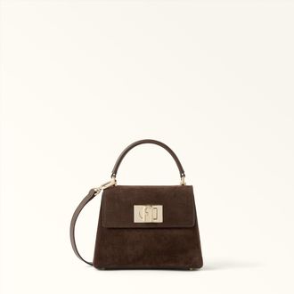 Furla 1927 Borsa A Mano Mini Toni Espresso Marrone Camoscio Donna