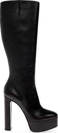 Le Silla Nora Platform Kniekouslaarzen - Dames - Laarzen met Hak - Zwart - 36 1/2 EU - Leer - Schoenen