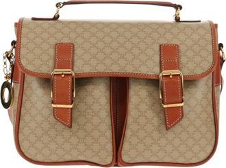 Celine Vintage Macadam Handbag Canvas And Leather Beige Canvas Handbag (Pre-Owned)