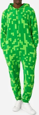 OppoSuits Creeper Minecraft Long Sleeve Hooded Fleece Jumpsuit in Green at Nordstrom, Size X-Large