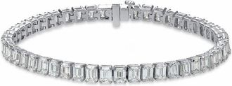 Grown Brilliance 11.50 Carat Emerald Cut Lab Grown Diamond Tennis Bracelet in 14K White Gold, 7 Inches, G Color, VS Clarity