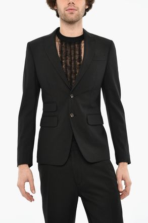 Dsquared2 Blazer a Due Bottoni Lana Vergine Stretch con Revers a Lancia Dsquared2