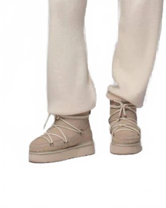 Max & Moi Womens Aanor Cow Suede Shearling Boot In Latte
