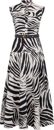 Max Mara Midi Jurk in Katoen met Dierenprint - Dames - Casual kleedjes - Veelkleurig - L - Katoen - Kleedjes