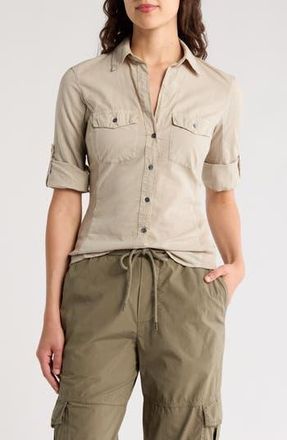 James Perse Three-Quarter Sleeve Button-Up Shirt in Mineral at Nordstrom Rack, Size 1 (Fits Like 0-2 Us)