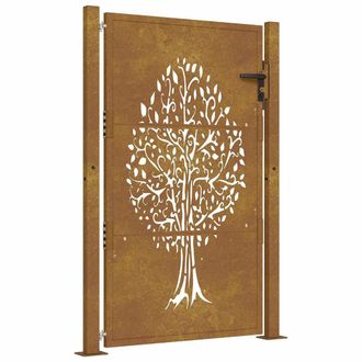 vidaXL Puerta De Jard&iacute;n Acero Corten Dise&ntilde;o &Aacute;rbol 105x130 Cm Vidaxl