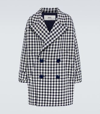 Ami Oversized houndstooth wool coat