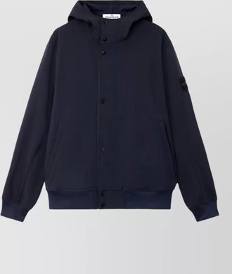 Stone Island hooded parka jacket ribbed cuffs hem pockets