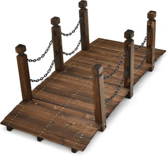 Costway Ponte In Legno Da Giardino, Ponte Decorativo Per Giardino Piscina Esterna Cortile, Lungo 150 Cm, Capacita Di Carico 181 Kg