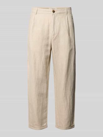 Selected Relaxed Fit Stoffhose aus Leinen-Baumwoll-Mix Modell RON in Ecru, Gr&ouml;&szlig;e 30/32