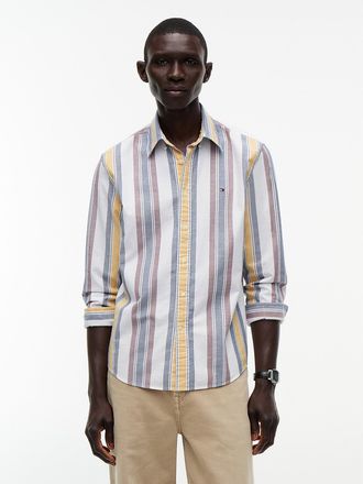 Tommy Hilfiger Mens Regular Fit Multi-Striped Oxford Shirt - Optic White - XXXL