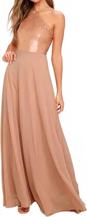 Lulus Womens The Best Part Matte Sequin Maxi Dress In Gold