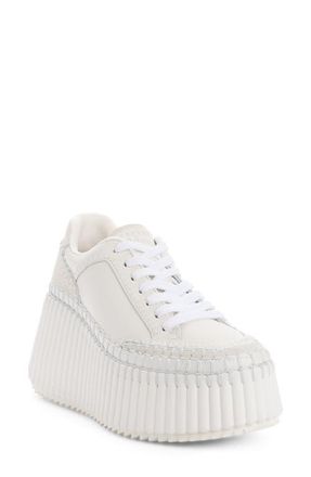 Chlo&eacute; Nama Platform Sneaker in White at Nordstrom, Size 10Us