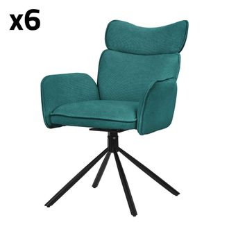ML Design Set de 6 Sillas de comedor giratorias ergon&oacute;micas turquesa oscuro
