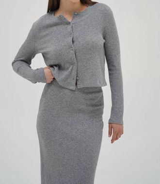 LnA Mira Knit Cardigan In Silver Grey Lurex
