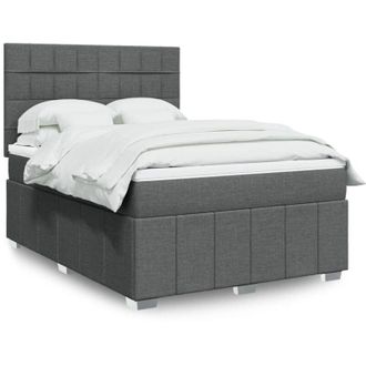 vidaXL Vidaxl - Cama Box Spring Con Colch&oacute;n Tela Gris Oscuro 160x200 Cm