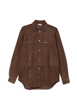 Moschino Brown Suede Shirt With Metallic Stud Detailing