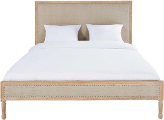 Maisons du monde Cama de lino beige 160x200 cm