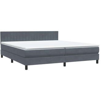 vidaXL Cama Box Spring Con Colch&oacute;n Terciopelo Gris Oscuro 180x220 Cm Vidaxl