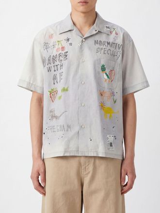 Miharayasuhiro Camicia bowling in misto cotone stampato