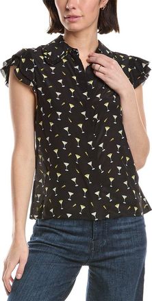 Alice & Olivia Alice + Olivia Martel Flutter Sleeve Silk Blouse